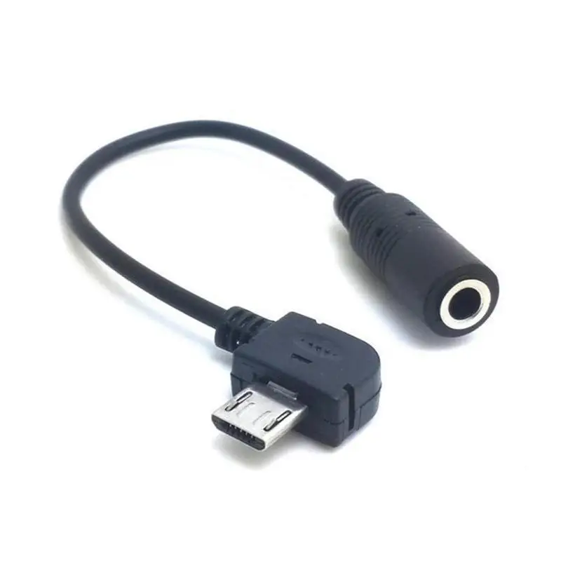 1pc Micro USB To 3.5mm Audio Cable USB 5 Pin Male To 3.5mm Female Aux Audio Sync Headphone Adapter Cable For Nokia - Цвет: Black