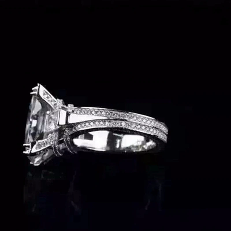 Женский свадебный квадратный большой циркониевый 925 пробы Серебряное кольцо на палец браслет "Пальмовые Листья" женский свадебный ювелирный набор
