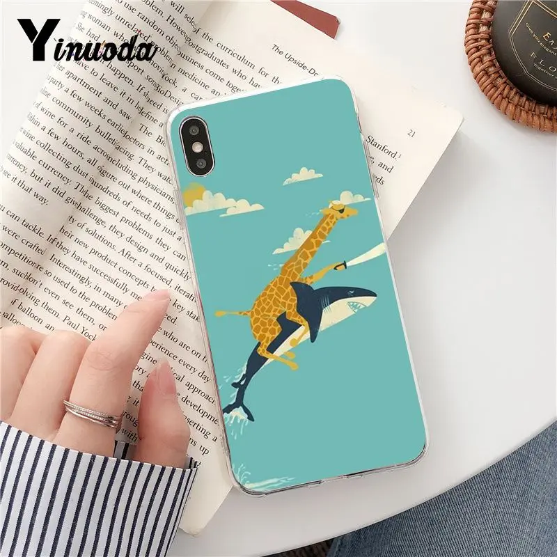Flying Shark And Giraffe Funny Cartoon