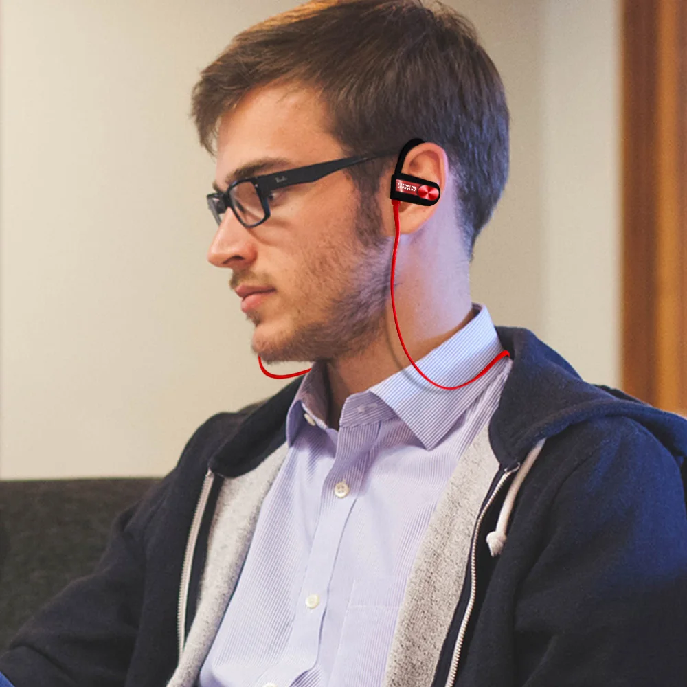 Lasdolod Bluetooth наушники спортивные беспроводной с микрофоном Красный HI Fi гарнитура