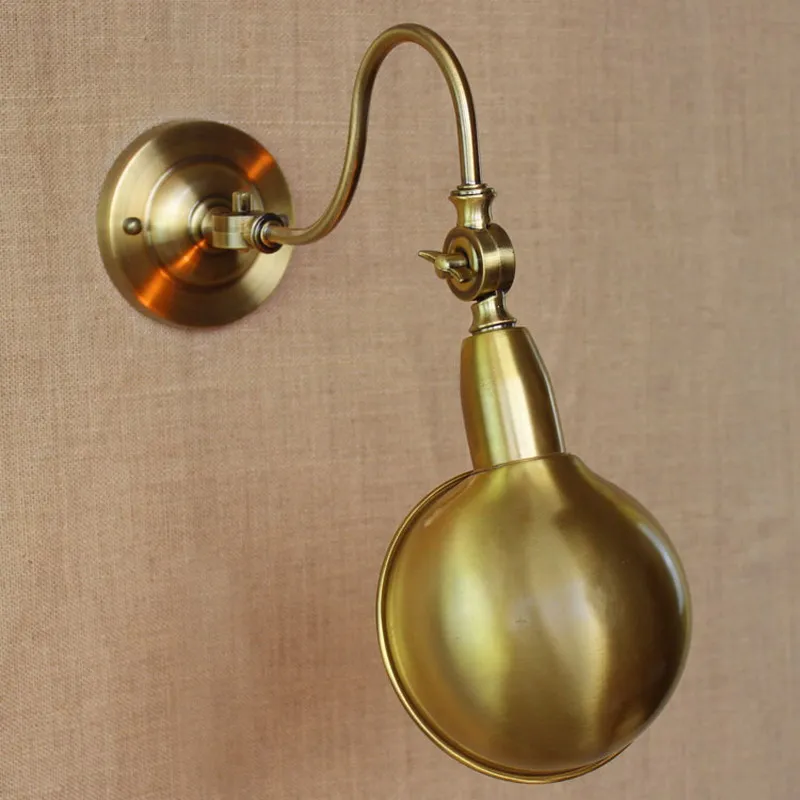 new design classical antique gold adjustable wall lamp with long swing arm for workroom bedside bedroom illumination sconce