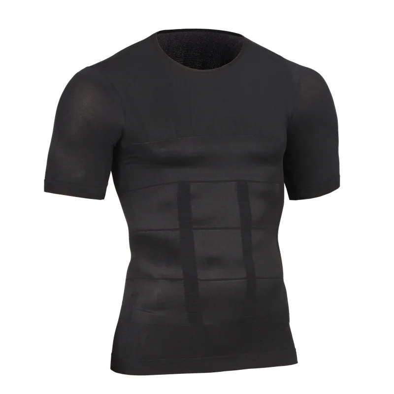  Mens Compression Shapewear Tshirt Body Shaper Chest Binder Shirt Slimming Waist Tummy Trimmer Shape