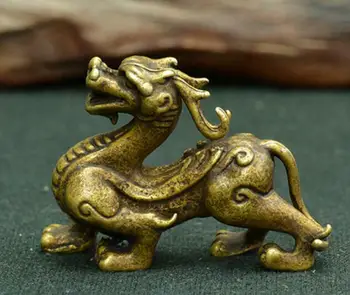 

China's archaize pure brass mythical wild animal small statue