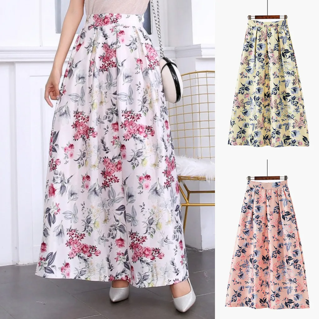 

Tulle Tutu Skirt Women Skirts Plus Size Spodnice Damskie Spring And Summer Flower Print Fashion Casual Skirt Retro Big Skirt Z4