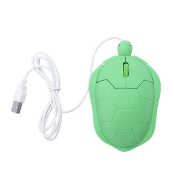 

AAAJ-Usb Cable Mouse Cute Animal Wired Mouse 3D Optical Mouse Computer Pc Mini Turtle Game Mouse Green Plastic
