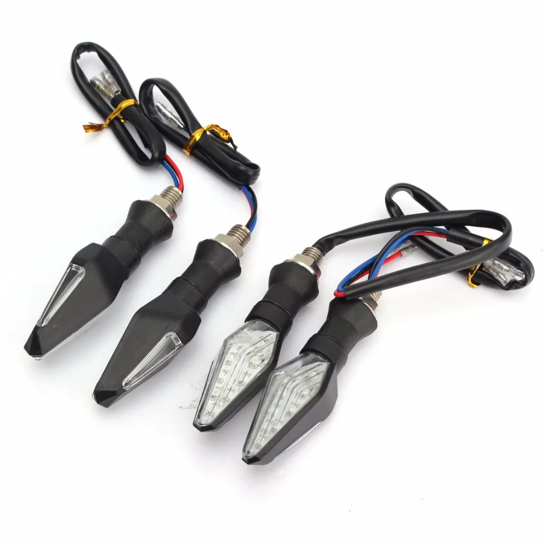 4pcs/set Motorcycle Amber&Blue 12LED Turn Signal Indicator Light+Flasher Relay