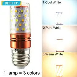Светодиодный лампочки смарт-Изменение светодиодный кукурузы лампы 220 В теплый белый чистый холодный белый 3 Цвета светодиодный SMD e27 e14