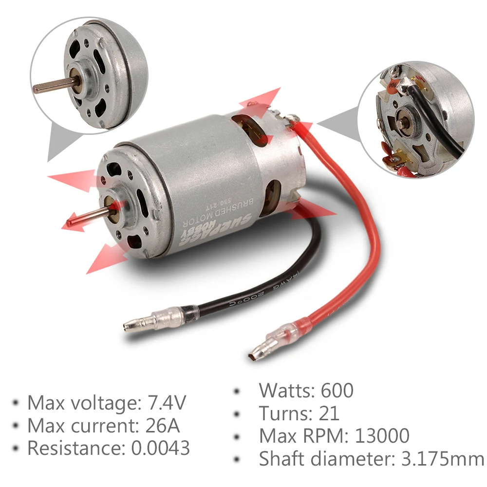 550 Brushed Motor 21T 7.4V 13000RPM 600W RC Motor for HSP HPI Wltoys Kyosho TRAXXAS RC Car Parts (12)