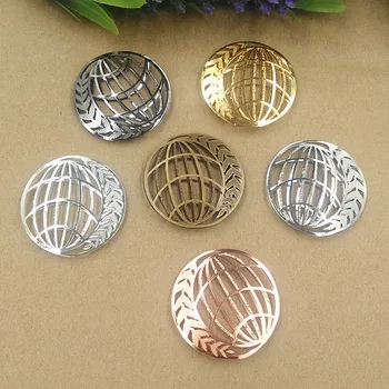 

35mm Vintage Filigree Circle Flower 3D Charms Connector Blanks Metal Bu Yao Hair Sticks Jewelry Accessories Findings Multi-color