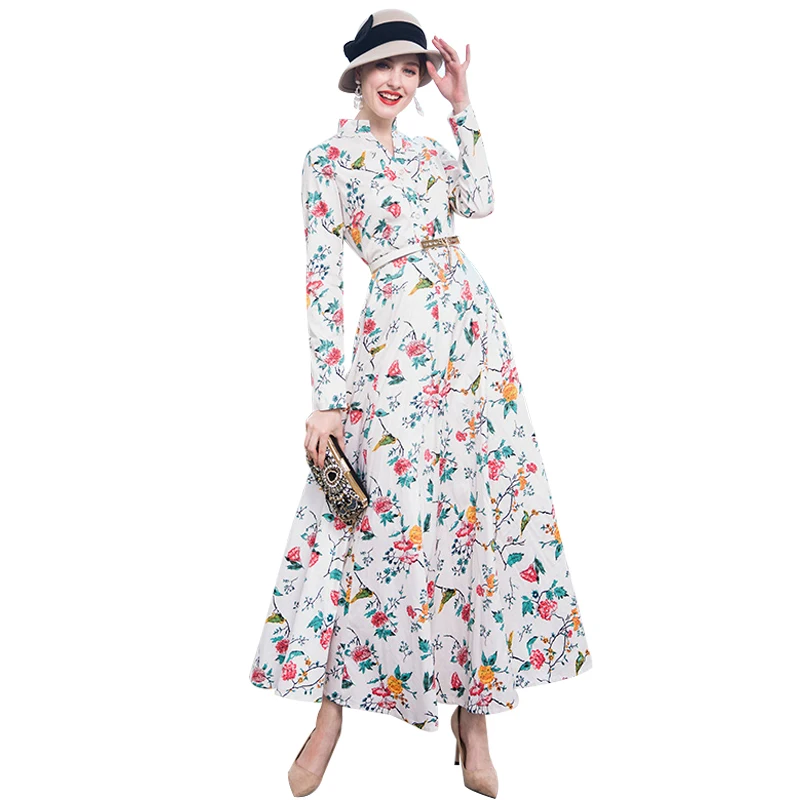 Us 6359 40 Offdf Malam Bunga Gadis Gaun Musim Gugur Lengan Panjang Maxi Long Dress Muslim Gaun V Leher Wanita Desainer Pesta Panjang Gaun 9041 In