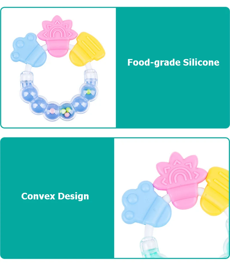 Baby Teether Molar Food-grade Silicone Toddler Dental Care Training Tooth Cute Bell Jingle Toy Infant Toothbrush Pacifier BB5073 (1)