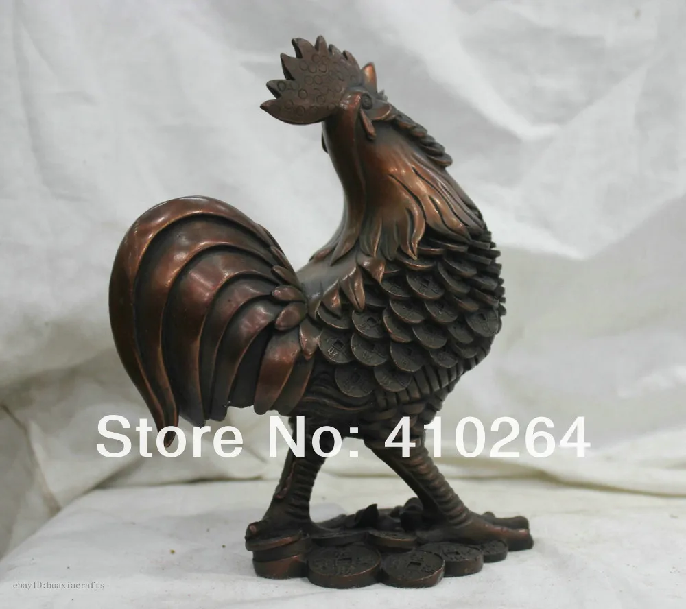 

0116P [old craft ] Fast Shipping Chinese Folk HandMade Pure Bronze Statue Statue Auspicious Money Cock Rooster (A0314)