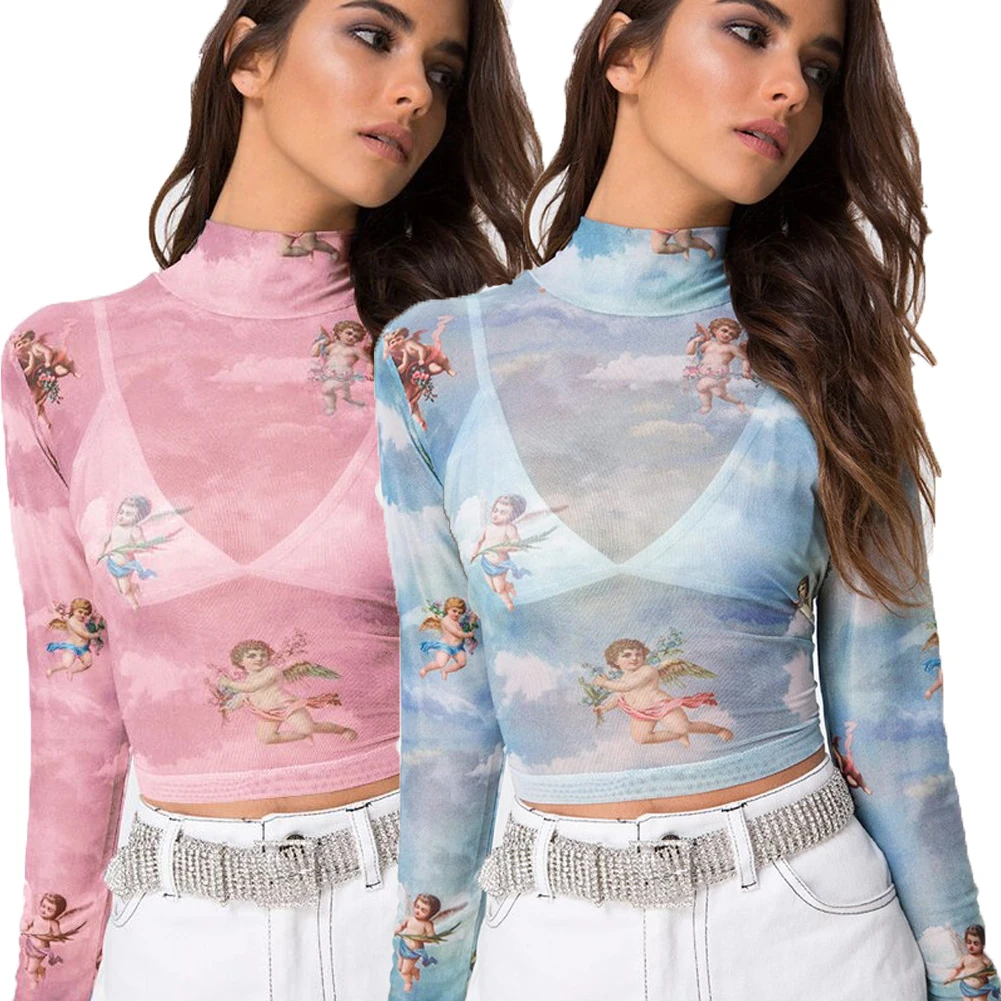 HTB1YhoHQ3HqK1RjSZFgq6y7JXXaf - See-through Sheer Mesh Fishnet T-Shirt