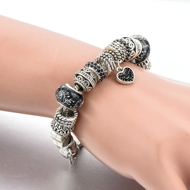 Black Charm love Bracelets & Bangles Bead s Bracelets For Women Fashion Jewelry Original Pulsera Bracelet SBR160293 2