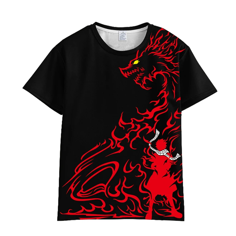 Coshome Fairy Tail Natsu Dragneel Cosplay T shirt Costume Men Women Short Sleeve Summer Tees Tops  (5)