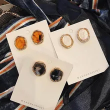 Модные минималистичные сапоги Винтаж градиент металл ацетат смолы геометрические овальные серьги со шпилькой, для Для женщин вечерние очаровательные вечерние ювелирные изделия