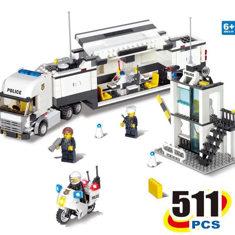 BOHS Building font b Blocks b font City Police Station Coastal Guard SWAT Truck Motorcycle Learning