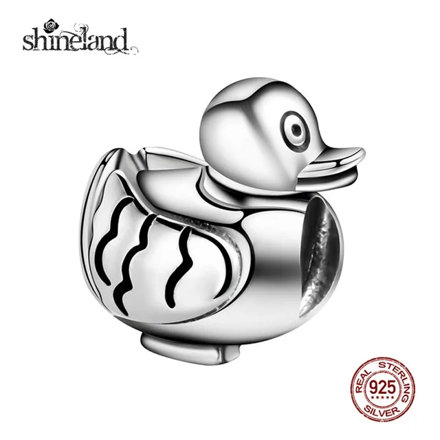 Shineland Cute Cartoon Duck Charms Beads Antique Silver Duckling Shineland Cute Cartoon Duck Charms Beads Antique Silver Duckling Pendants Fit Bracelet Diy 925 Sterling
