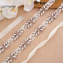 Горный хрусталь свадебный ремень из розового золота с бриллиантовым кристаллом ремень цветочные повязки Свадебные лента для свадьбы платья J161RG