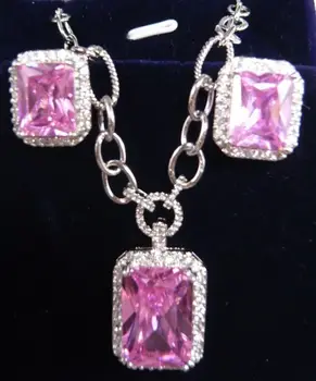 

Beautiful Pink Yellow Cubic Zirconia Earring Pendant Set