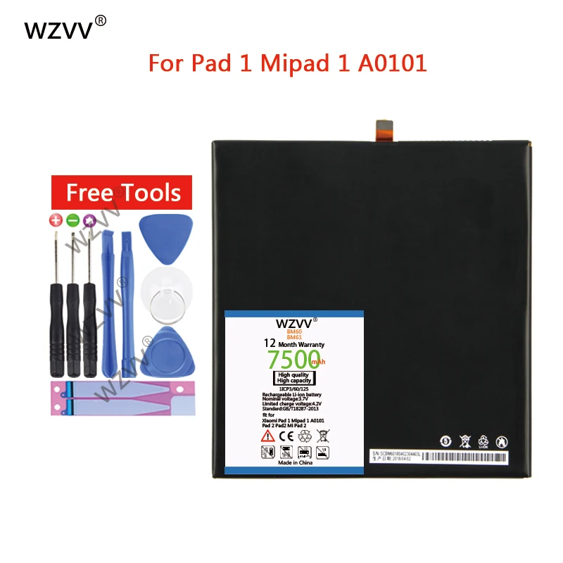 

wzvv 7500mAh Li-Polymer battery BM51 for Xiaomi Pad 1 Mipad 1 A0101 Authentic Replacement batteries