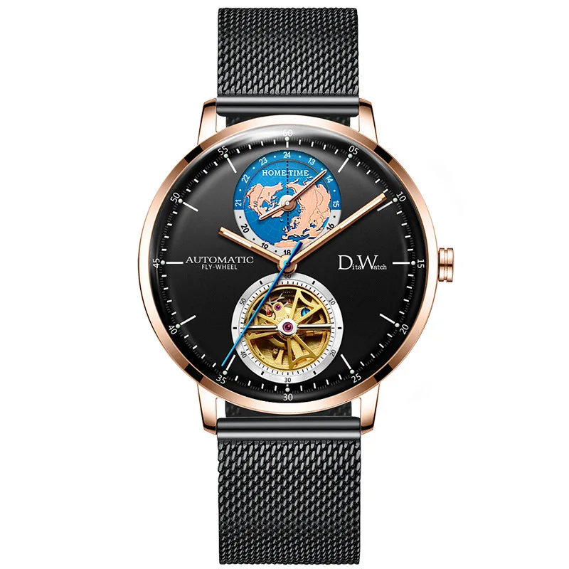 DITA модные дизайнерские спортивные деловые водонепроницаемые механические часы, автоматические часы для мужчин, лучший бренд, роскошные Horloges часы mannen - Цвет: Black Gold