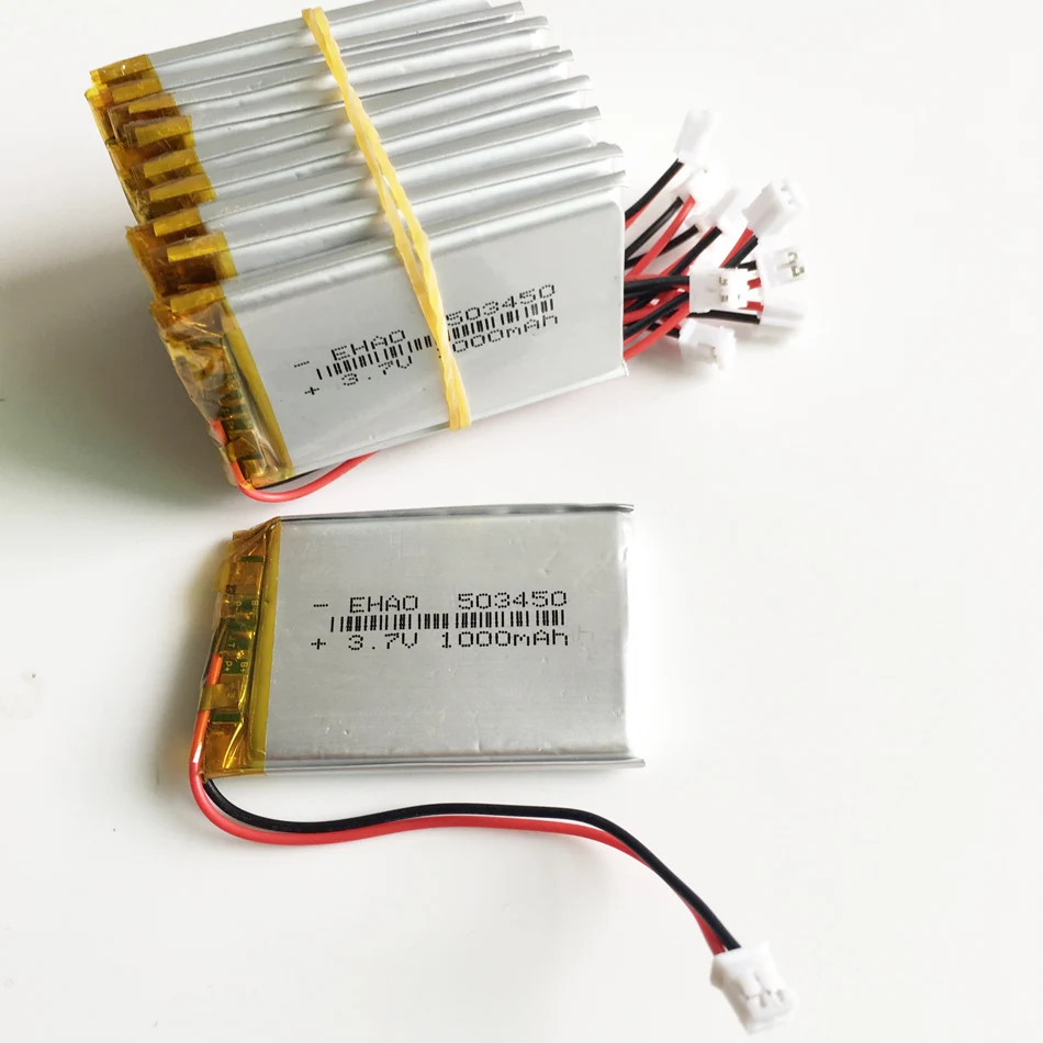 3,7 V 1000mAh 503450 литий-полимерная LiPo аккумуляторная батарея JST PH2.0 2pin для Mp3 DVD PAD Смарт-часы камера рекордер динамик