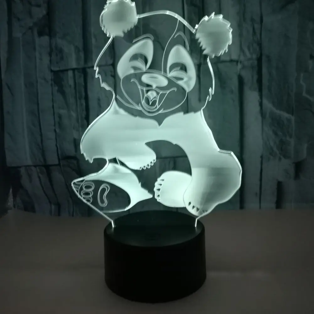 Креативный подарок 3D светодиодный ночник с пандой 7 цветов Changea USB 3d иллюзия акриловая лампа на стол сенсорные огни домашний декор