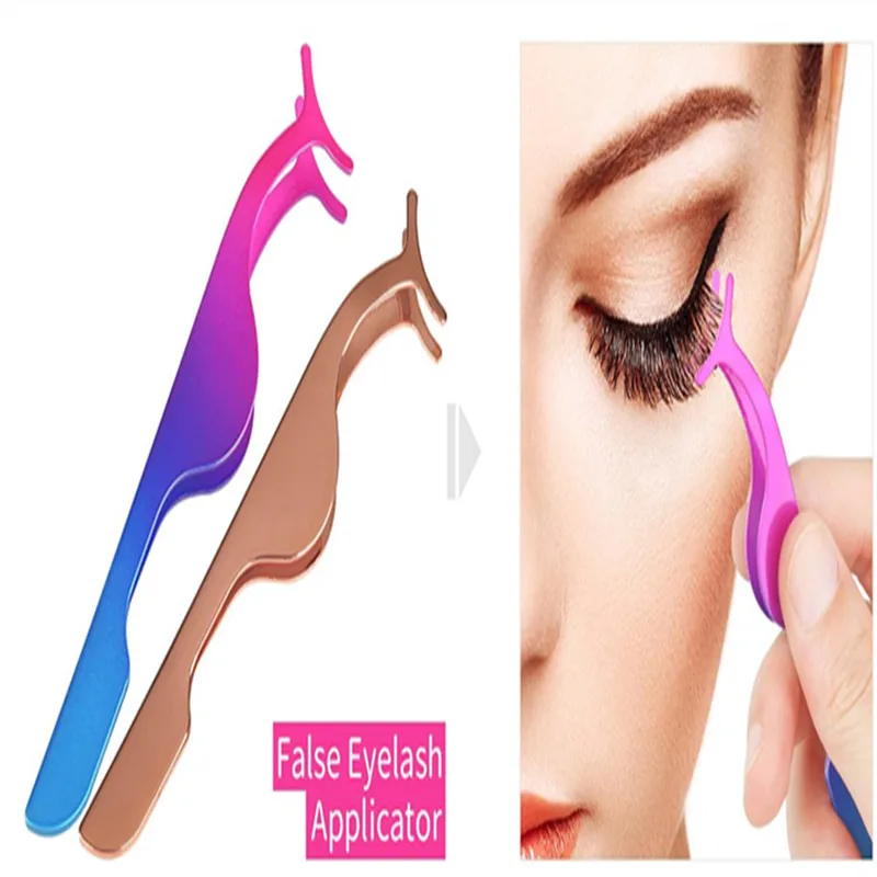 

1pc False Eyelash Tweezers Extension Applicator Tool Fish Tail Clip Auxiliary Clip Tweezers Nipper Tool