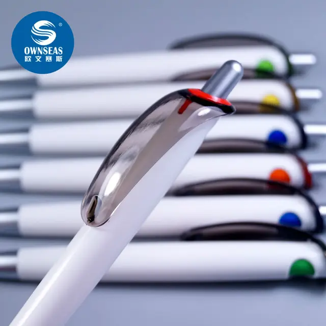 100 pcs/lot Big transparent clip white engraving ball point pen with logo stylo