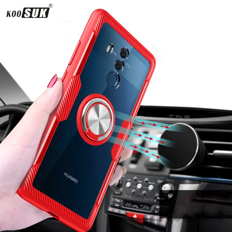 

Huawei Mate 20 Lite Case Cover Luxury Transparent PC+Carbon Fiber Protection Ring Magnetism Phone Shell For Mate 20 Lite Caque
