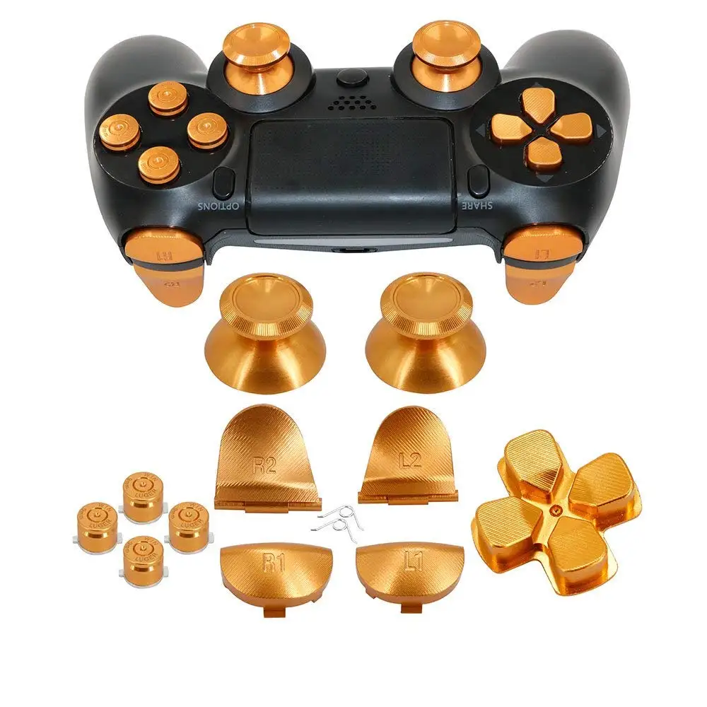 

Full Aluminum Metal Buttons,Custom Metal Thumb Sticks Analog Grip+ABXY + D-pad + L1R1L2R2 Trigger Buttons for PS4 Controller