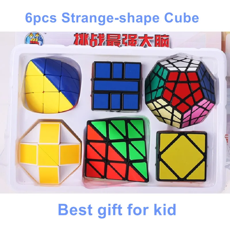 6pcs Set Shengshou Irregular Strange shape Magic Cube Speed Twist Puzzle Bundle Pack Cube PVC Matte