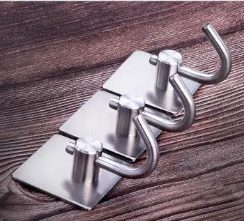 

Wholesale 100pcs/lot Self Adhesive Hooks, Heavy Duty SUS 304 Stainless Steel Wall Hanger Towel Hook Family Robe Hooks Coat Easy