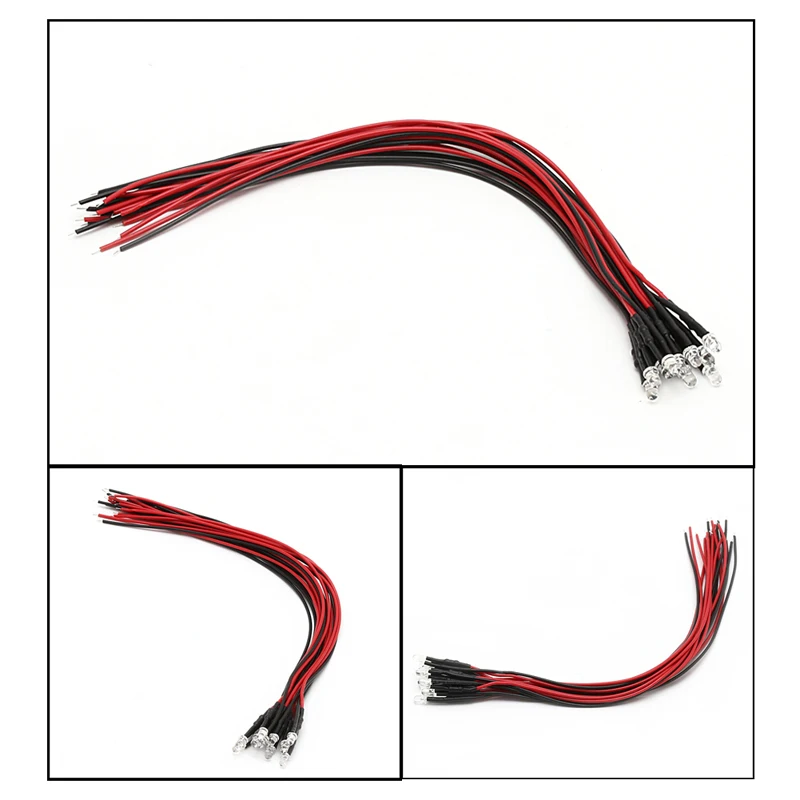 

Hot 10 Pcs DC 12V 18cm 3mm/5mm Pre Wired LED Lamp Light Bulb Emitting Diode