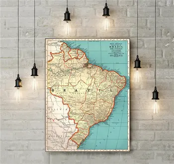 

1940 Antique BRAZIL MAP of Brazil Print Picture Wall Sticker Vintage Canvas Poster Living Room Bedroom Cafe Bar Pub Decor