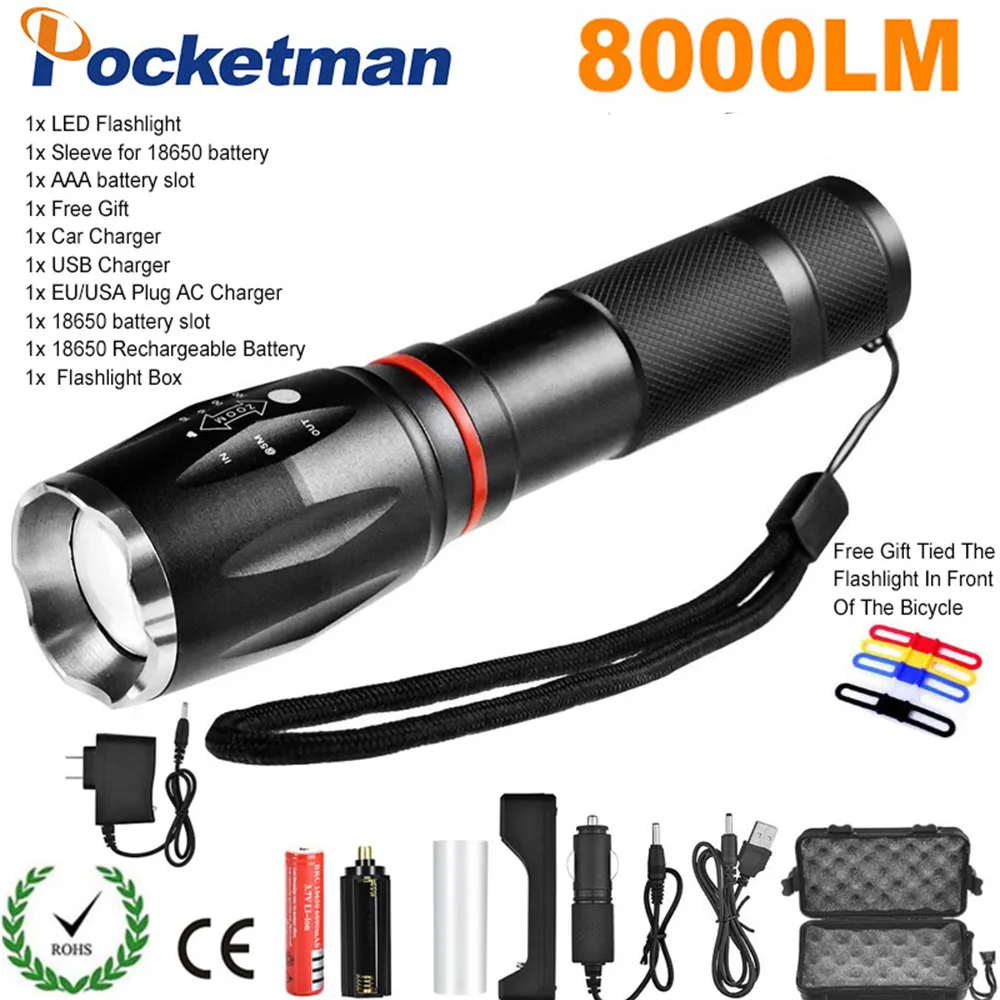 

High quality zoom flashlight 6 modes Multifunction LED torch 1005A T6 for riding/reading/reparing/camping/outdoor