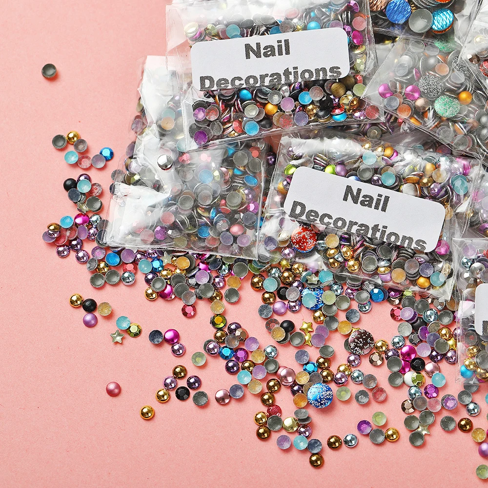 

300pcs 2-3MM Mix Color 3D Tips Flat Drill Rhinestones Stone Nail Art DIY Jewelry Accessories Crystal Nail Art Decoration