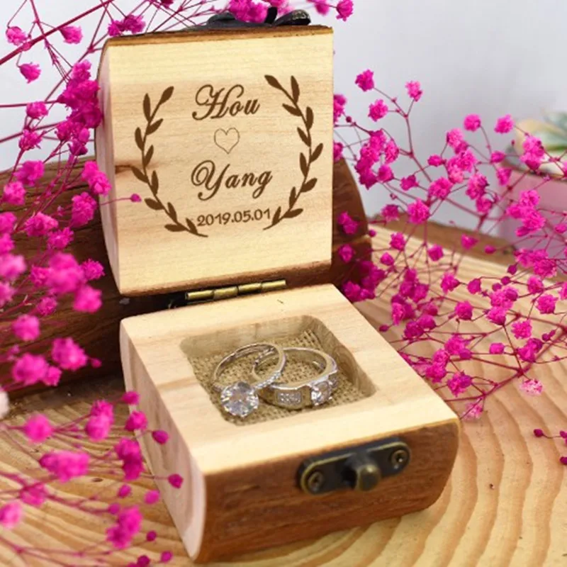 Пользовательские деревенские свадебные подарки кольцо коробка деревянные, на выбор кольцо шкатулка Винтаж Держатель Для обручального кольца Свадебные помолвки Декор - Цвет: type 4