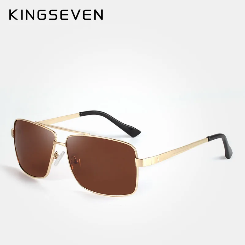 KINGSEVEN, мужские классические Поляризованные солнцезащитные очки, для мужчин и женщин, модные, брендовые, дизайнерские, Ретро стиль, квадратные, для вождения, солнцезащитные очки для мужчин, N7712 - Цвет линз: C04 GOLD BROWN