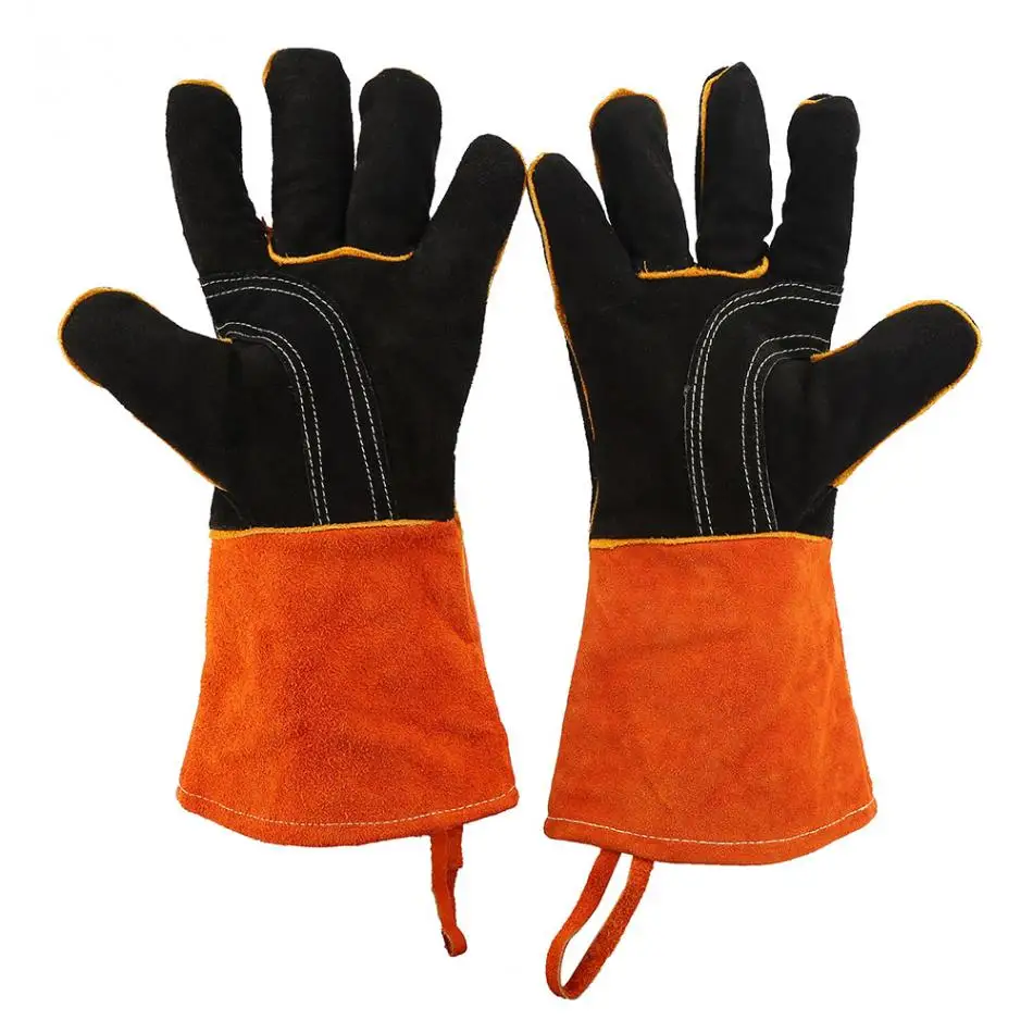 1Pair Thicken Cooking Gloves Faux Cowhide & Polyester Heat ...