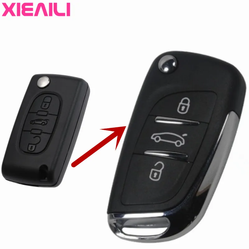 XIEAILI 10 шт CE0536 3 кнопки модифицированный флип чехол для ключей Peugeot 307/308/408 Citroen C4/C5 HU83