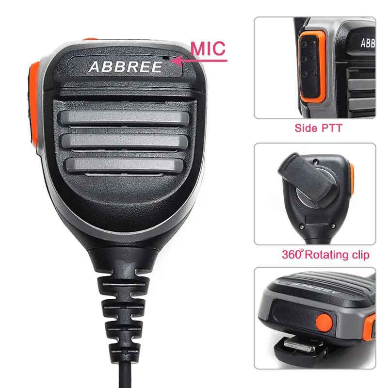 2 шт. Abbree AR-780 PTT удаленный водонепроницаемый динамик микрофон для радио Kenwood TYT Baofeng UV-S9 BF-UVB3 Plus рация