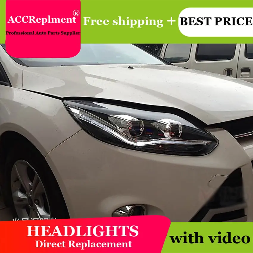 Car Styling LED Head Lamp for Ford Focus 3 headlights 2012-2014 Europe led guide light drl H7 hid Bi-Xenon Double Lens low beam Car Styling LED Head Lamp for Ford Focus 3 headlights 2012-2014 Europe led guide light drl H7 hid Bi-Xenon Double Lens low beam