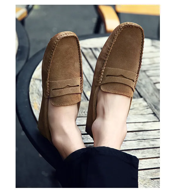 Shoes Men Loafers Soft Moccasins High Quality Autumn Winter Genuine Leather Shoes Men Warm Fur Plush Flats Gommino Driving Shoes