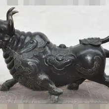 S00088 Китай Бронза Медь богатство деньги Монета жуй Уолл-стрит волов Bull OX Лаки статуя