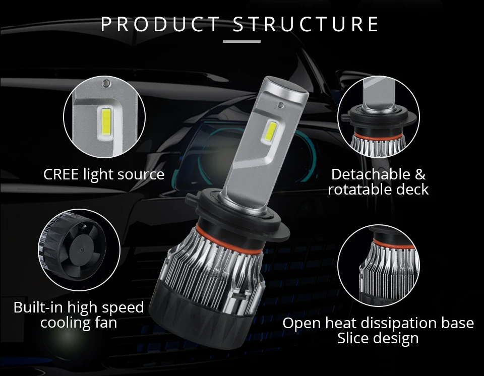 MeeToo Mini H4 H7 Led Car Headlight 9005 9006 H11 LED Car Bulbs 6500K 10000LM CSP Chips Auto Automobile Led Headlamp Fog Lights (2)