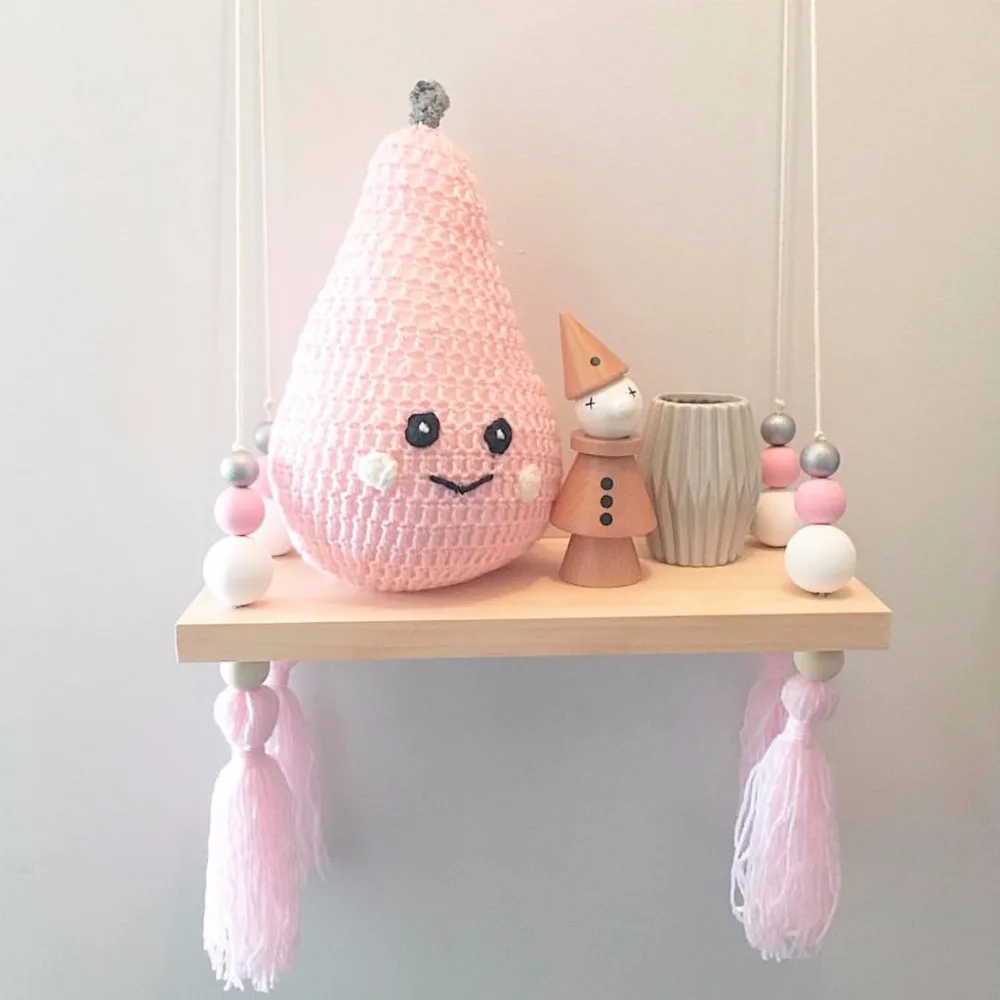 

Solid Wood Wall Shelf Storage Floating Ract Rustic Vintage Rope Hanging Stand For Children Room