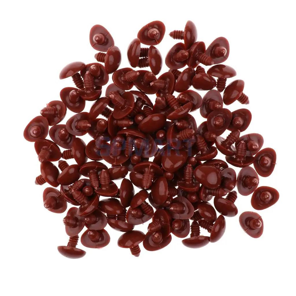 100 Pieces 14x18mm Triangle Safety Nose with BACKS for Teddy Bear Doll DIY Making Crafts - 4 colors