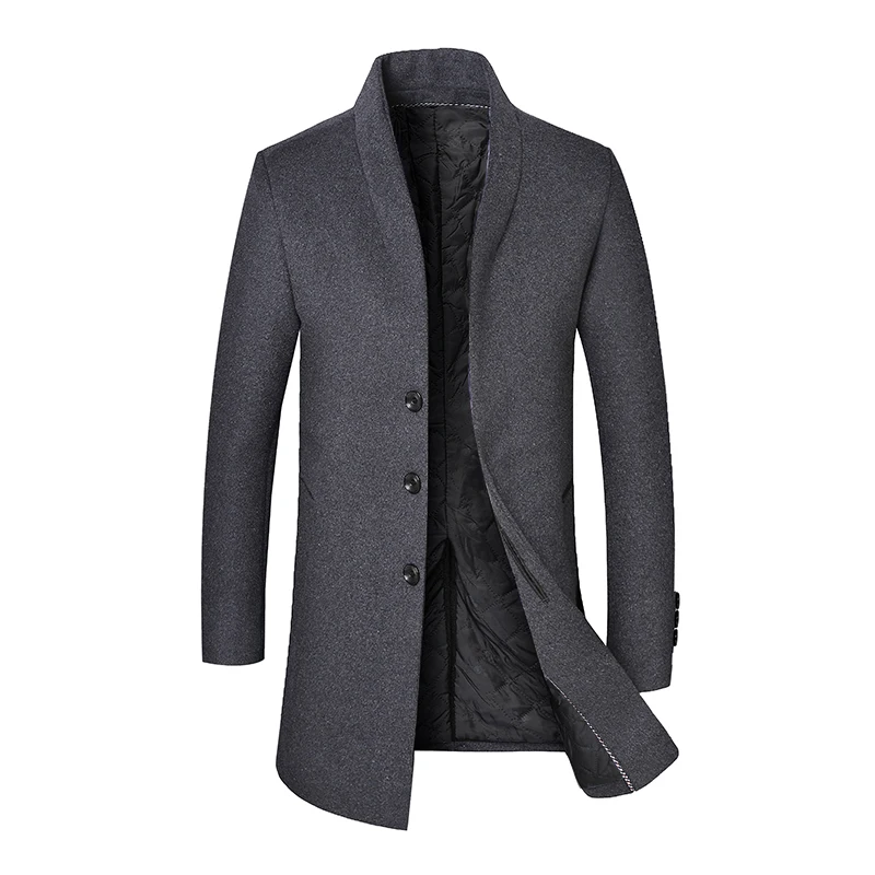 Men's Woolen Coat Business Down Jacket Trench Topcoat Business Male